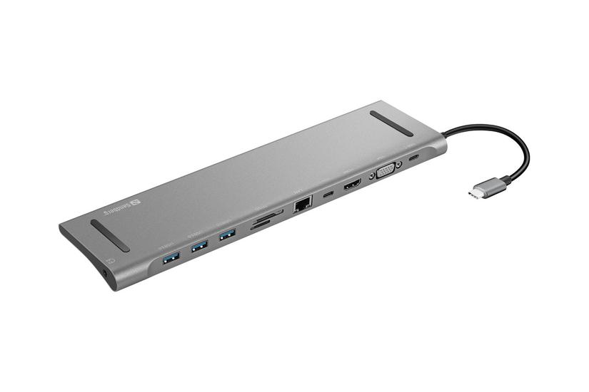 Usb C 10 In 1 Docking Station   Dockingstation   Usb C   Hdmi, Vga   1gbe fra Sandberg