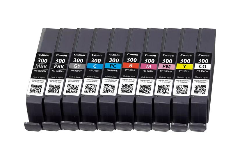 Pfi Mbk Pbk Co Gy R C M Y Pc Pm 10 Ink Cartridge Multipack   10 Pakke   Grå, Gul, Cyan, Magenta, Rød, Mat Sort, Foto Sort, Fotocyan, Fotomagenta, Chroma Optimisering   Original   Blækbeholder fra Canon
