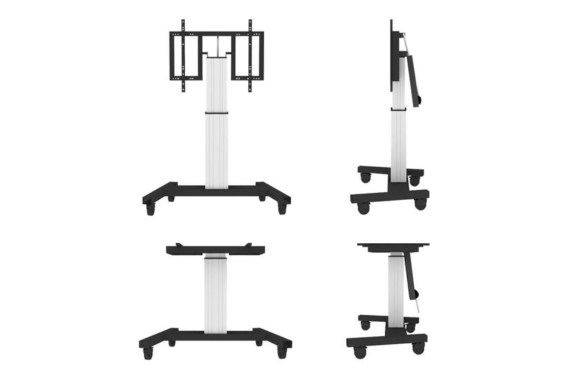 Plasma M2500t Vogn Med Hjul   Motoriseret   For Fladt Panel Medieafspiller Mini Pc   Sølv, Ral 9006, Hvid Aluminium fra Neomounts